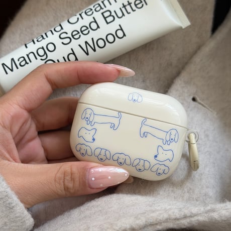 ワンちゃん Airpods Pro3ケース 犬キーホルダー Airpods4/3カバー pro2/pro1 ベージュ 頑丈 大人可愛い[M6111]
