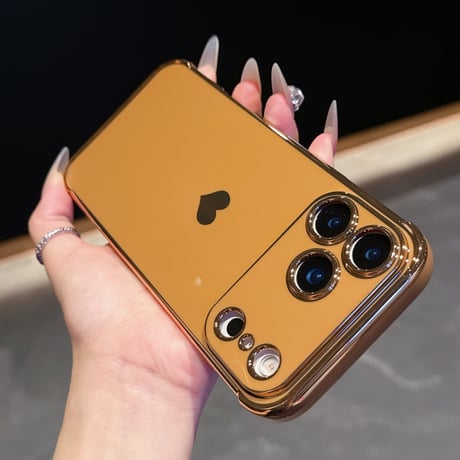 ハート柄 iPhone17Pro/17ケース メタルカラー iPhone17AIr/17Promaxケース 女子力UP 艶感 耐久性あり [M5663]