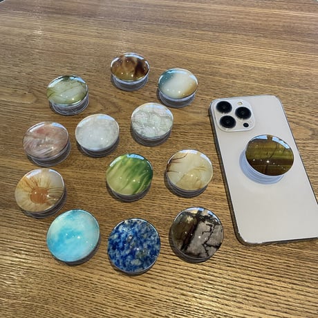 大理石調 ガラス スマホグリップスタンド  かわいいオシャレ 粘着タイプ 個性ファッション 全機種対応 ギフトにおすすめ[M2600]