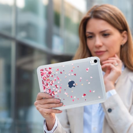 ハート柄 iPad 10.9(第10世代)ケース クリア iPad air10.9inchカバー ipadmini/ipadpro  シンプル 耐衝撃加工 軽量頑丈[M3166]