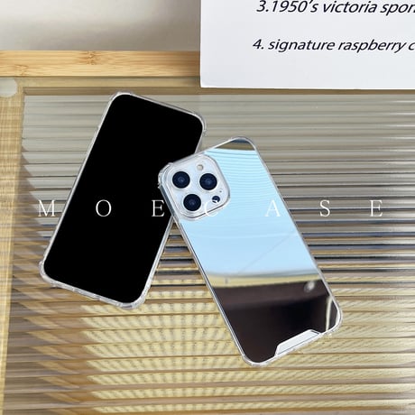 ミラーiPhone14/15ケース 四角耐衝撃加工 アイフォン13/12/11proカバー メイク直しに便利 ガールズに人気 [M2737]
