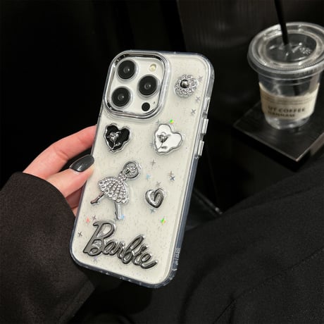 ハンドメイド アイフォン16/16proケース バレエ女子 ストラップ iPhone15pro/14/13proカバー  可愛いデコクリアケース [M5410]