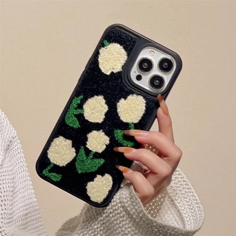 草花 iphone16pro/15ケース  刺繡入り iphone14/13/12/11カバー 秋冬人気アイテム ファッション 女子力アップ[M3616]