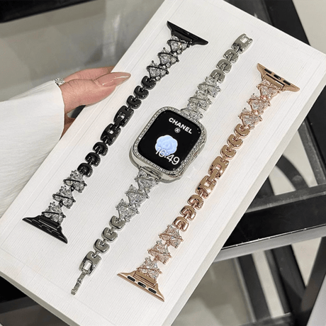 ハートダイヤ AppleWatchバンド 高品質 金属 アップルウォッチ10/9 ベルト Ultra3/2/1 Series 10/9/8 SE3/2/1 高級感キラキラ[M5639]