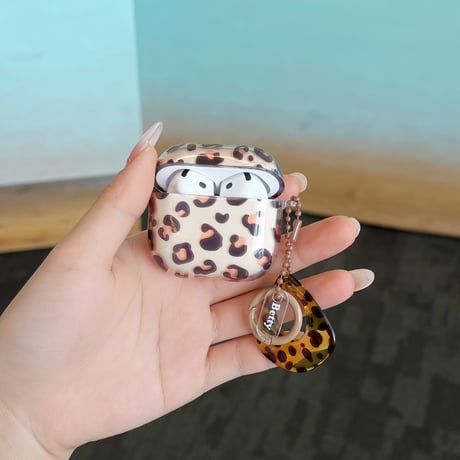 アニマル柄 Airpods4ケース ヒョウ柄 Airpodspro2カバー Airpods3/2 キーチェーン付 可愛すぎ [M5592]