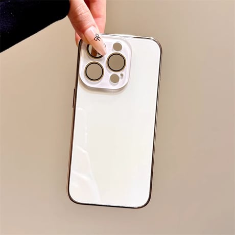 強力ガラス iPhone16/16proケース カメラ全面保護 iPhone15pro/14Promax/13カバー 涼しい感じ 艶感 耐久性丈夫 [M5361]