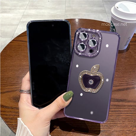 ジュエリーアップルリング iphone14/14Promaxケース  レンズフイルム付 iphone13/12/11カバー  おしゃれキラキラ ギフトにおすすめ  [M2544]