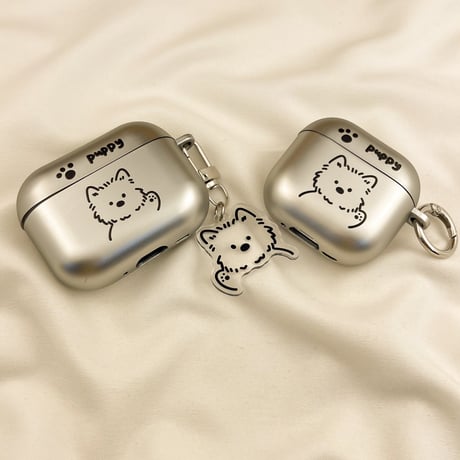 メッキ Airpods Pro3ケース ワンちゃん Airpods4/3カバー pro2/pro1 リング/キーホルダー ギフトにおすすめ[M6349]