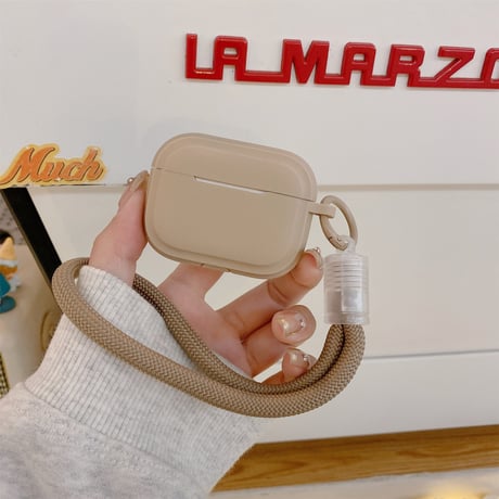 ストラップ付 Airpods4ケース 充電口カバー付 Airpodspro2カバー Airpods3/2 指紋防止 シリコン 無地[M5528]