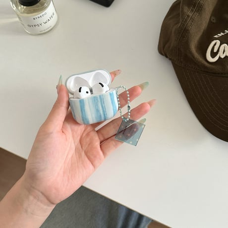 ストライプ柄 Airpods4ケース シック Airpods3/Pro2ケース airpodspro2カバー  リング/キーチェーン ギフトにおすすめ[M5500]
