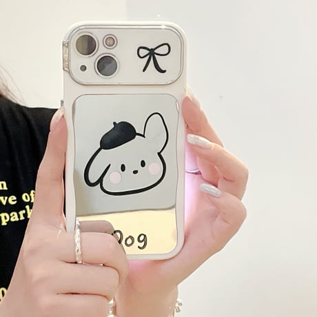 Dog/Cat 鏡 iPhone15pro/15ケース お揃い iphone14/13/12proカバー  可愛い 便利 ギフトに最適[M4375]