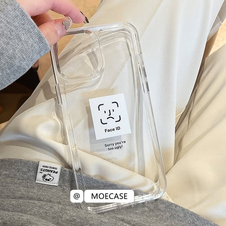 FACE ID iphone14/14promaxケース  高透明艶あり  iphone13/12/11/XRカバー  高品質  面白い シンプル風 ギフトにおすすめ [M2244]