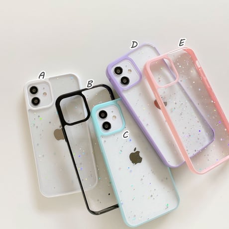星ラメ入り iPhone14/15プロケース クリア可愛いiphone13/12mini/11proケース シンプル 使いやすい キラキラ[M2231]