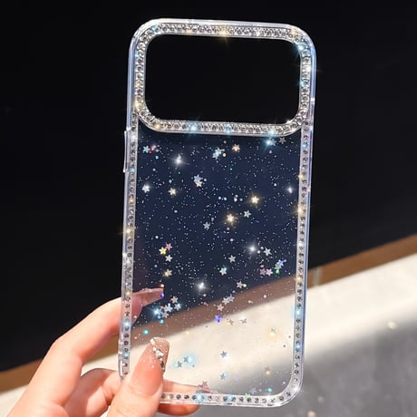 キラキラ光る iPhone17/17Proケース  ジュエリライン iPhone16/15PromaX/14カバー 透明黄ばまない 美しい輝く [M5839]