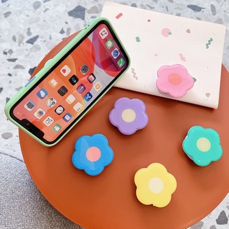 花スマホグリップ  可愛い flower グリップトーク  艶ありポップソケット  タンド機能付き  全機種対応 M698