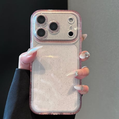 キラキラクリア iPhone17Pro/17ケース ラメレンズフイルム付 iPhone17ProMax/16/15Proカバー 定番アイテム 綺麗 [M5902]