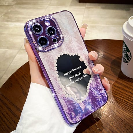 ジュエリー ミラー iPhone15/15proケース キラキラ シェル風 iPhone14/13proソフトカバー  高級感 オシャレ トレンド [M3675]