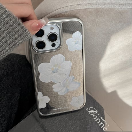 花柄 鏡 iPhone16/16proケース 大人可愛い アイフォン15promax/14/13proケース 丈夫 メイク直し 女子力UP [M5089]