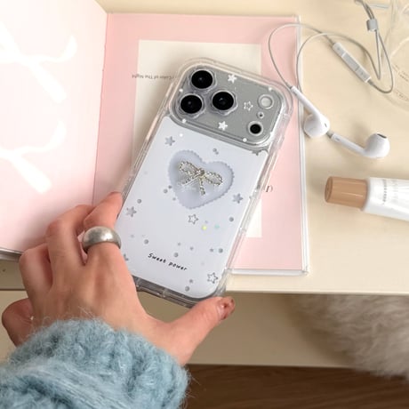 ジュエリーリボン iPhone17/17Proケース 花型カメラカバー iPhone17Promax/16Pro/15カバー  ガールズに人気 [M5957]
