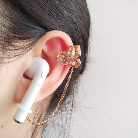オシャレ AirPods用イヤークリップ 落下紛失防止 ダイヤ/宝石/パール イヤホンストラップ  ホルダー キラキラ  人気 2点セット[M6105]