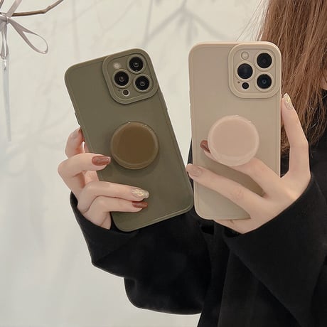 高級感 iPhone14pro/14plusケース スマホグリップ付 アイフォン13/12ミニ/11proカバー シンプル シック 実用 おそろい [M2563]
