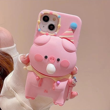 バブルスクイーズ iphone15/15proケース ピンクブタちゃん iphone14/13/12/11カバー ストレス発散グッズ プレゼントにおすすめ[M3636]
