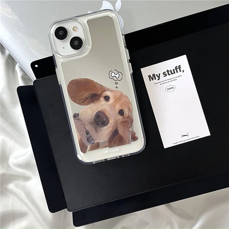 猫/犬ちゃん 鏡 iPhone15/15proケース お揃い iphone14pro/13/12proカバー 可愛い メイク直しに便利 [M4563]