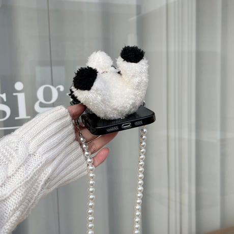 Pandaパンダ ショルダーストラップ 真珠 落下防止  オシャレ 女子力アップ かわいい ギフトにおすすめ 全機種対応 [M3707]
