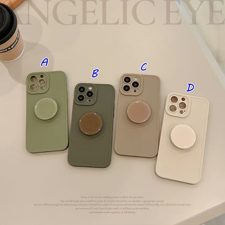 高級感 iPhone14pro/14plusケース スマホグリップ付 アイフォン13/12ミニ/11proカバー シンプル シック 実用 おそろい [M2563]