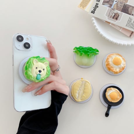 食べ物スマホグリップ マグセーフ式 折り畳み式グリップトーク 卓上スタンド機能付き 耐久性あり プレゼントにおすすめ[M3681]