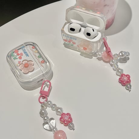 可愛い AirpodsPro2ケース 花 頑丈 airpods3/2/1ケース 綺麗アクセサリー付き オシャレ ギフトにおすすめ[M3207]