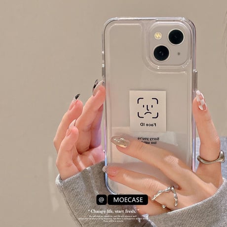 FACE ID iphone14/14promaxケース  高透明艶あり  iphone13/12/11/XRカバー  高品質  面白い シンプル風 ギフトにおすすめ [M2244]