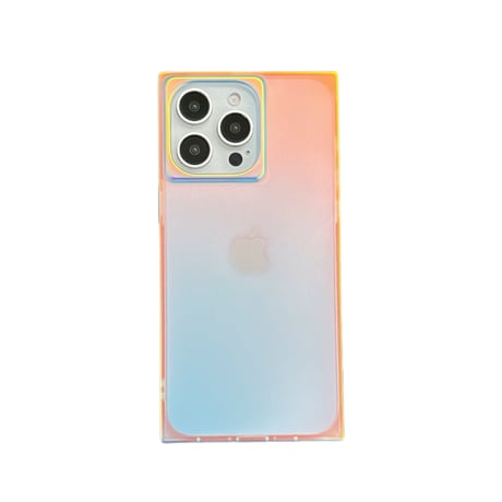 スクエア iPhone15pro/15promaxケース 光によって変色 iPhone14/13proケース キラキラ オシャレ[M4419]