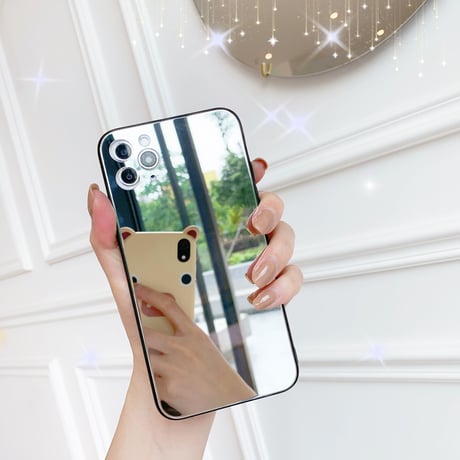 鏡面iphone12pro/12miniケース ミラーiphoneXS/11proケース ガラススマホケース おしゃれさんむけ 化粧かがみアイフォンSEケース GIRLS M81