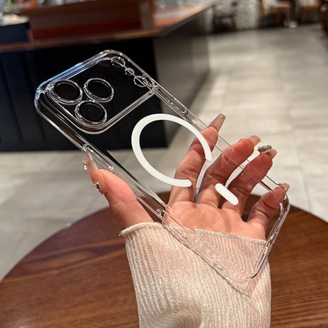 MagSafe対応 iPhone17ProMax/16proケース クリア 高透明度 レンズフイルム付シンプル 高品質 ハードケース[M3481]