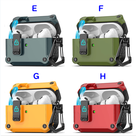 耐衝撃 Airpods 4ケース ロッククリップ付 AirpodsPro2/第3世代ケース カッコイイ カラビナ付 ワイヤレス充電 丈夫 耐久性 [M4792]