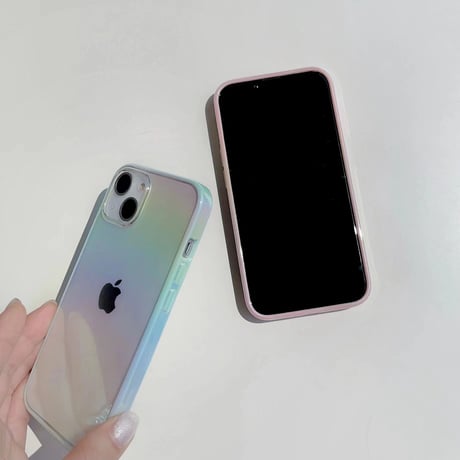 オーロラに光る iphone14/13promaxケース  おしゃれ透明 iphone11/12カバー グラデーションカラー 綺麗 キラキラ[M2085]