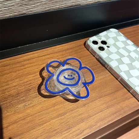 笑顔の花 グリップ   折り畳み式 スマホリング グリップトーク  可愛い  スタンド機能付き 透明感  全機種対応M1215