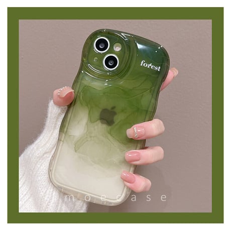 暈し染め 抹茶グリーン iphone14pro/13ケース 頑丈 iPhone12/11カバー 可愛い レンズカバー付 落下防止 シンプル[M2718]