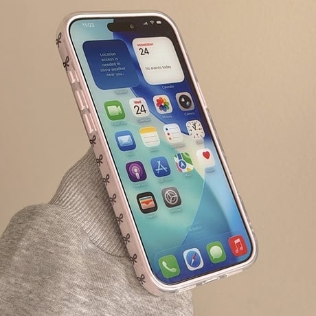 リボン柄ミラー iPhone17Pro/17ケース 2層構造 頑丈 iPhone17ProMax/16Pro/15カバー かわいい 女子力アップ [M6218]