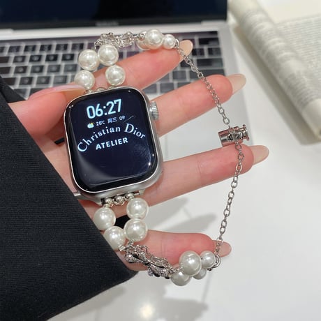 パール Applewatchベルト 高品質 Ultra2/1/SE(第2/1世代)/Series9/8/7/6/5/4/3/2/1アップルウォッチバンド 女子力高い[M5256]