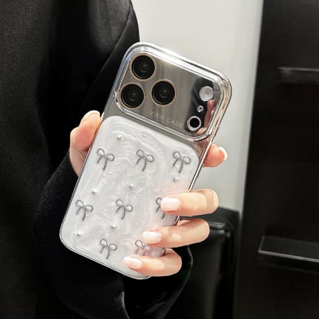 ミラー iPhone17Pro/17カバー リボン iPhone16Promax/15Pro/14ケース おしゃれ 丈夫 人気デザイン[M6458]