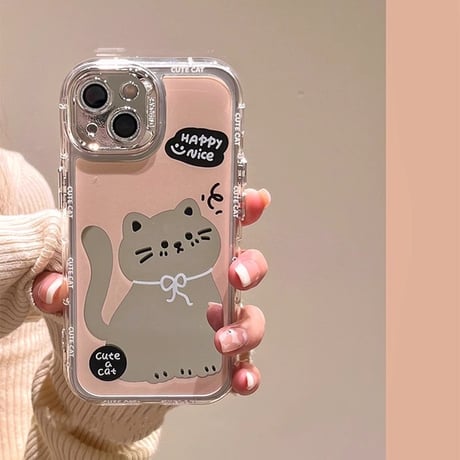 猫鏡付 iPhone15/15proケース キラキラレンズフィルム iPhone14/13pro/12ケース かわいい 女子力アップ[M4119]