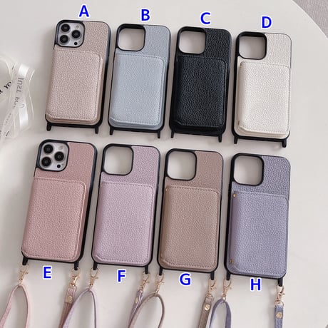 財布付き iPhone15/14proケース カード/お札収納 アイフォン13/12/11proケース 長さ調整可ストラップ レザー製 高品質[M3386]