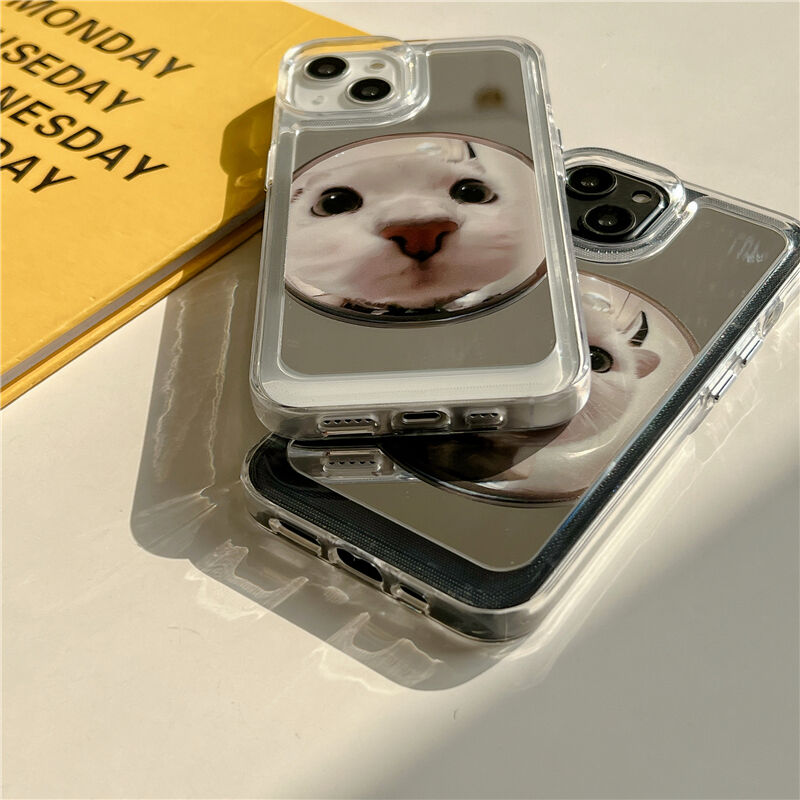 ミラー猫ちゃん iphone14/13ケース かわいい アイフォン12プロ/11