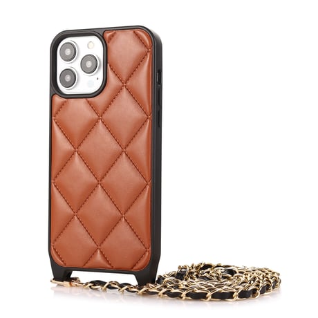 ショルダーストラップ付 iPhone15/14proケース キルティングデザインアイフォン13/12proカバー 上品 5色 [M3500]