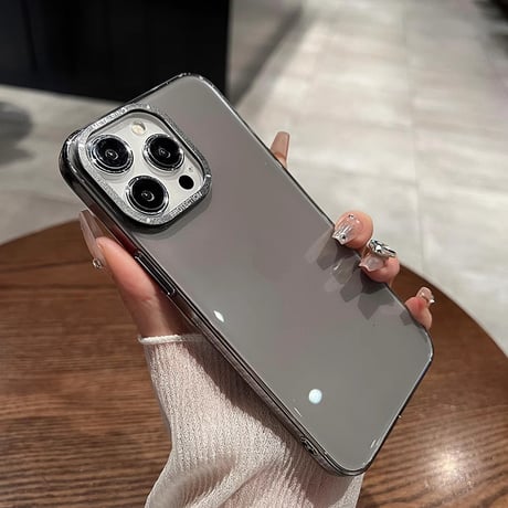 iPhone16Pro/16ProMaxケース クリア 金属カメラ枠 黄ばまない アイフォン15プロ/14/13proカバー 薄型軽量 頑丈 [M4671]