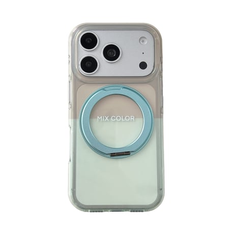 MagSafeリングスタンド iPhone17/17Proケース カラーブロッキング iPhone16Pro/15proProMaxケース 光沢感 多機能便利[M6527]