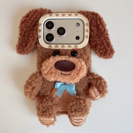 犬ぬいぐるみ iPhone17Pro/17ケース ふもふも iPhone17ProMax/16Pro/15カバー 可愛すぎ ギフトにおすすめ[M6061]