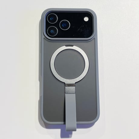 iPhone17Pro/17ProMaxケース Magsafe充電リングスタンド付 iPhone16Pro/15Plus/14カバー 指紋防止 高品質 落下防止ベルト [M5539]